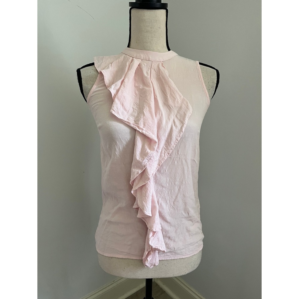H&M Ruffled Sleeveless Blouse Size 4 Light‎ Pink Romantic Soft Girl Office Siren